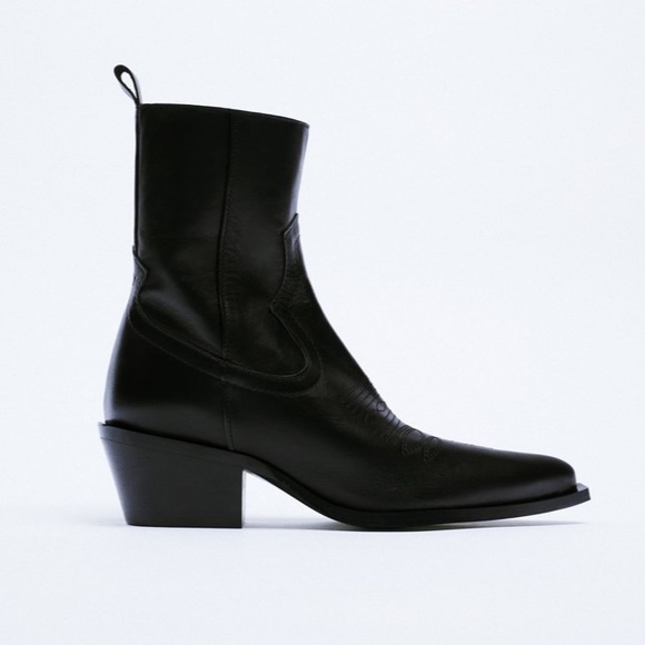 Leather Zara cowboy boots - Picture 1 of 2